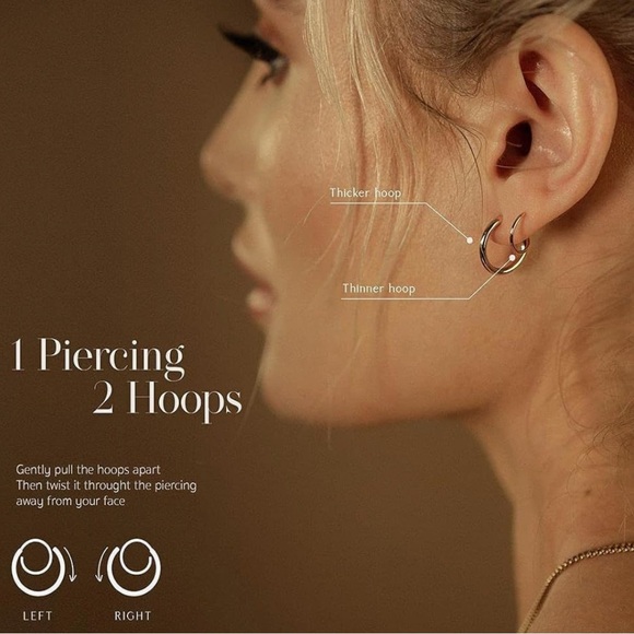 14k Spiral Gold Hoops - Picture 3 of 4